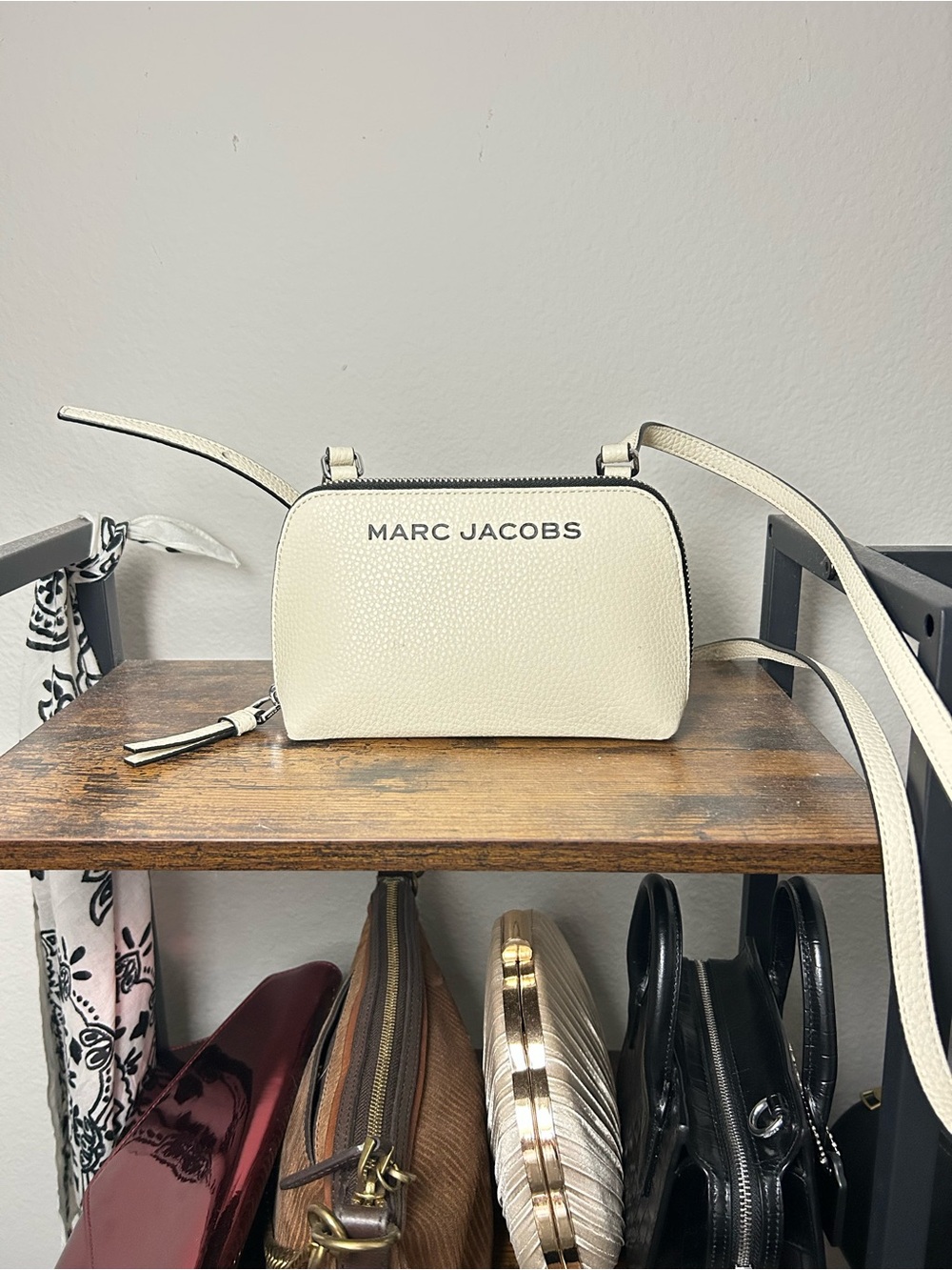 Marc Jacobs Cream Pebbled Leather Crossbody Bag
